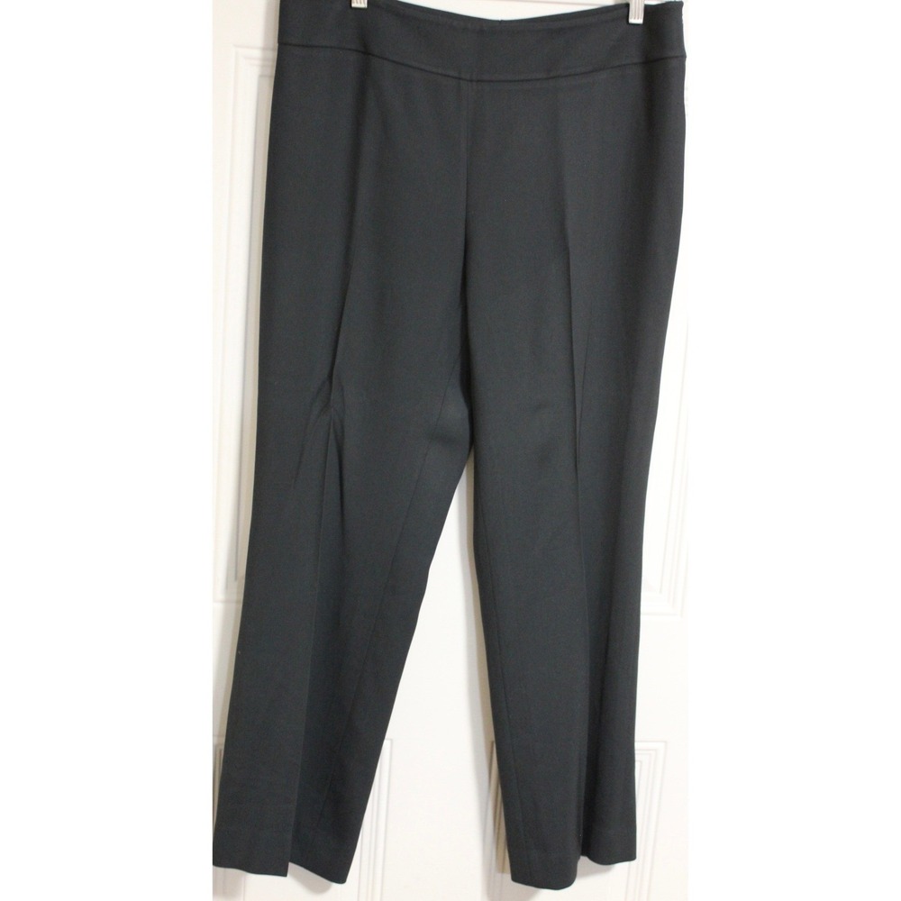 Akris Women's Wool Blend Tailored Trousers Dark Navy Side Zip Straight Leg Pants